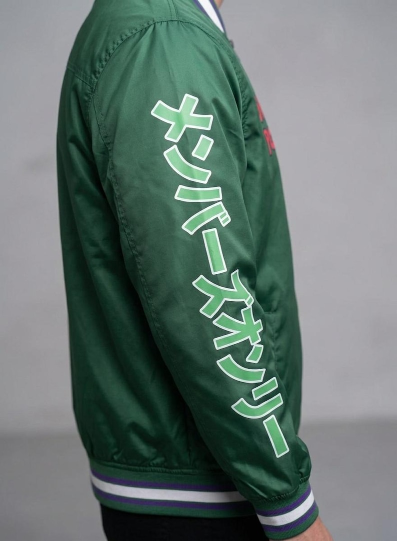 Chaqueta bomber vintage de Keith Haring Members Only Tokyo Pop: ropa urbana universitaria verde con cremallera imagen 6