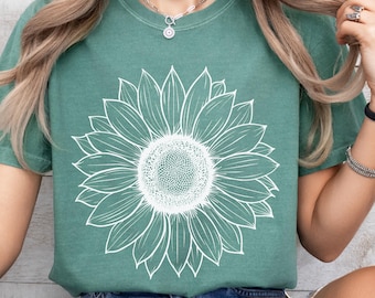 Sunflower Tee, Comfort Colors Shirt, Cute Floral Tee, Flower Shirt, Womens Fall Shirt, Sunflower Tshirt Sunflower Shirts, Garden Lover Gift