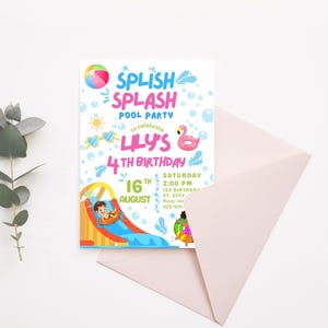 Pool Party Birthday Invitation | Splish Splash Editable Template | Digital Download