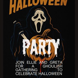 You&#39;re Invited Halloween Party Invitation template download - pumpkin ghostface theme