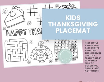 Kids Thanksgiving Placemat – Printable Activity Sheet