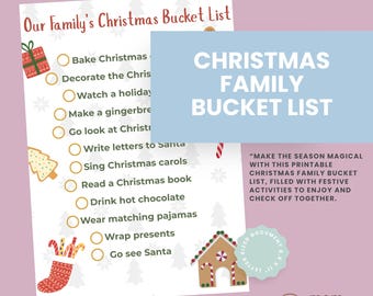 Editable Christmas Family Bucket List- Printable Holiday Activities