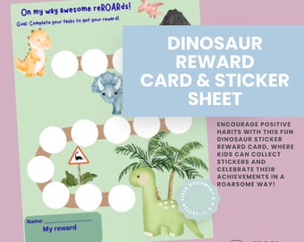 Printable Dinosaur Reward Card & Sticker Sheet | Behavior Incentive Sticker Chart | Good Habits Tracker