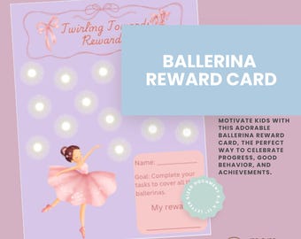 Printable Ballerina Reward Card & Sticker Sheet  | Behavior Incentive Sticker Chart | Good Habits Tracker