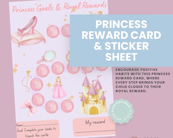 Printable Princess Reward Card & Sticker Sheet  | Behavior Incentive Sticker Chart | Good Habits Tracker