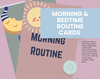 Kids' Daily Routine Cards: Visual Morning & Bedtime Chart (Printable Digital Download