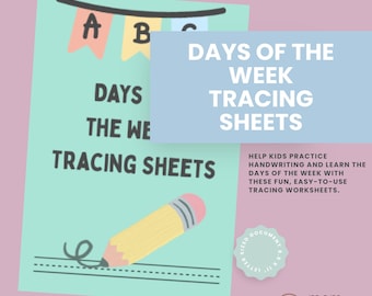 Days of the Week Tracing Worksheets: Handwriting Practice (PDF Download)