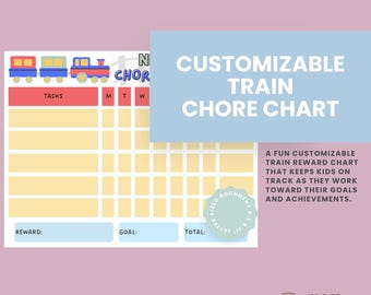 Customizable Train Chore Chart | Editable Kids Reward Chart | Printable Canva Template