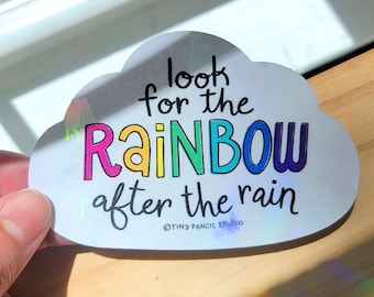 Look for the Rainbow After the Rain Sun Catcher Sticker / Rainbow Maker / Prism Sticker / Clear Window Decal / Easy Window Decor