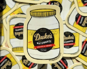 Dukes Mayo Weatherproof Vinyl Sticker | Mayonnaise Sticker | Mayo Lover Gift | Mayonnaise Jar | Cute Food Sticker