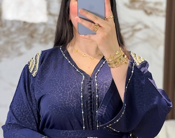 Handmade Moroccan Caftan, Luxury Kaftan Dress, Elegant Eid Outfit, Wedding Guest Gown