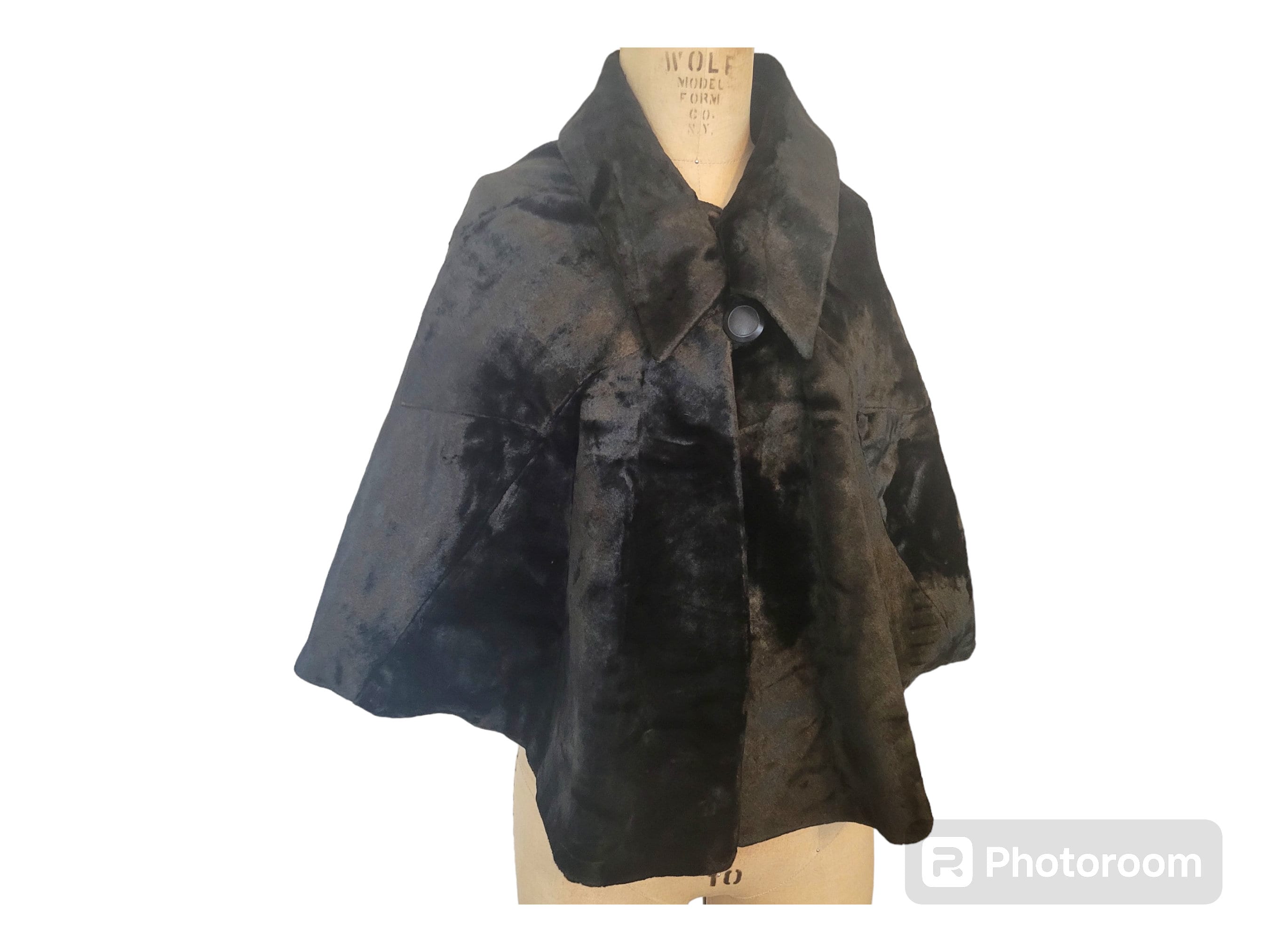Vintage Faux Seal Skin 1930s Cape Capelet. Pieced in Deco Vintage Faux Seal Skin 1930s Cape Capelet. Pieced in Deco