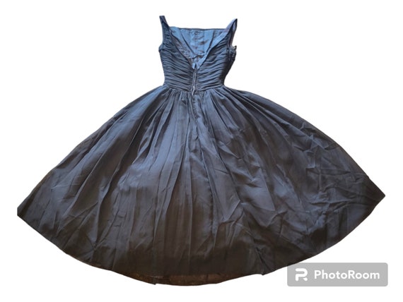 Medium 1950s Little Black Dress Evening Cocktail Illusion Bust