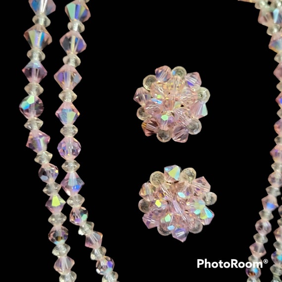 Vintage 1950s 60s Double Strand Pink Aurora Borea… - image 4