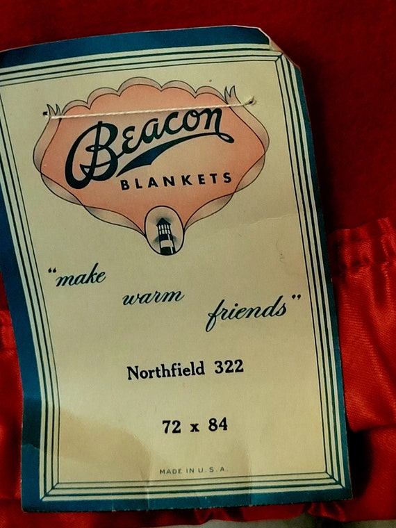 Vintage Unused 50s Beacon Blanket Rare Double Length With Original