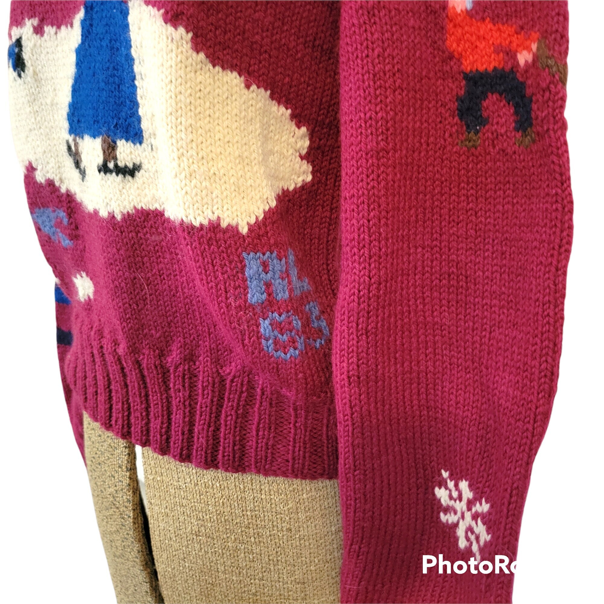 Vintage 80s Ralph Lauren Handknit Wool Sweater: Winter