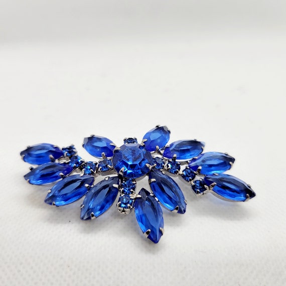 Vintage Cobalt Blue Faceted Swath Shape Brooch. Silvertone Setting. Unmarked. Costume Jewelry Etsy