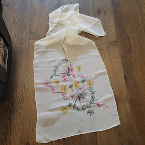 Vintage 1940er Jahre Bemalter Glentex Schal. Pailletten. Chiffon Rechteck.