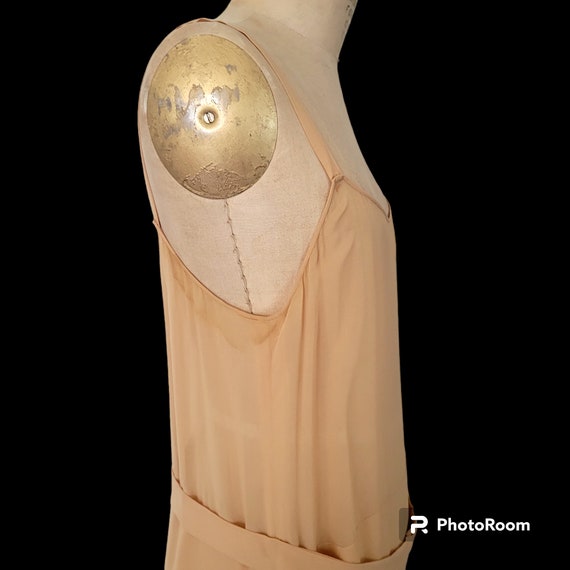Antique 1920s Silk 2 Piece Dress. Peachy Beige. L… - image 9