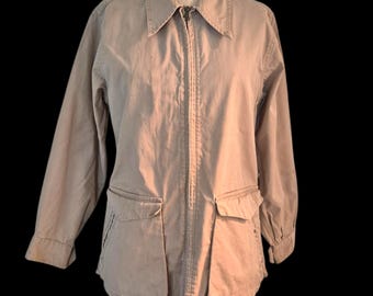 Vintage 1940s Post War Airman Sky Chief Cotton Jacket. Water & Wind Resistant. Back Half-Belt. Shirley-Kirkland. Workwear. Small. XSmall. 18