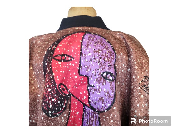 Vintage Late 1980s Bomber Jacket. Picasso Print Y… - image 4