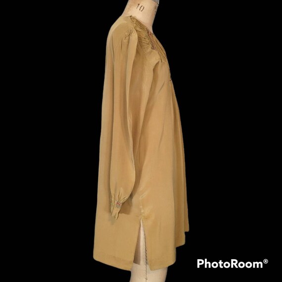 1920s Pongee Silk Bohemian Tunic. Hand Smocked. B… - image 3