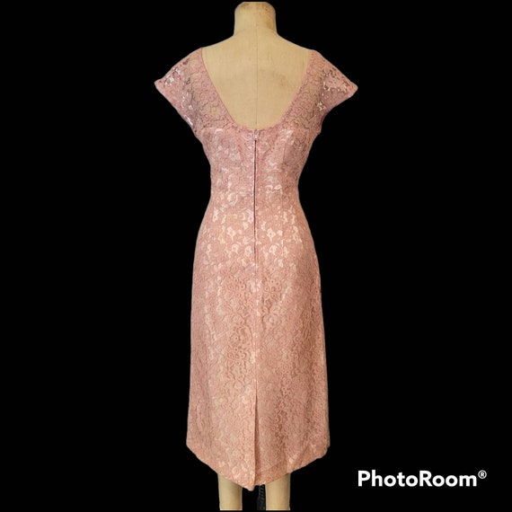 Vintage 1960s Dark Dusty Pink Lace Dress. Matchin… - image 6
