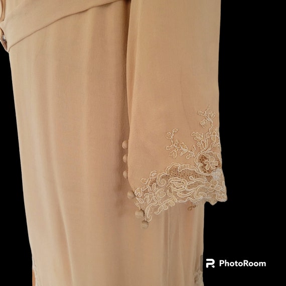 Antique 1920s Silk 2 Piece Dress. Peachy Beige. L… - image 7