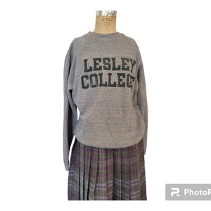 Vintage 1980s Lesley College Sweatshirt. Gray. Jerzees USA. Large Etsy