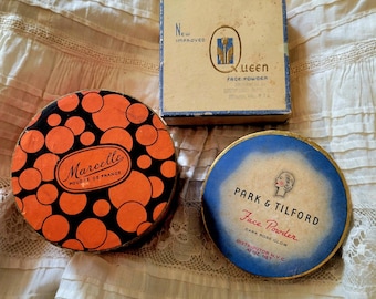 Vintage ansiktspuderparti, Marcelle France, Park & Tilford, Queen
