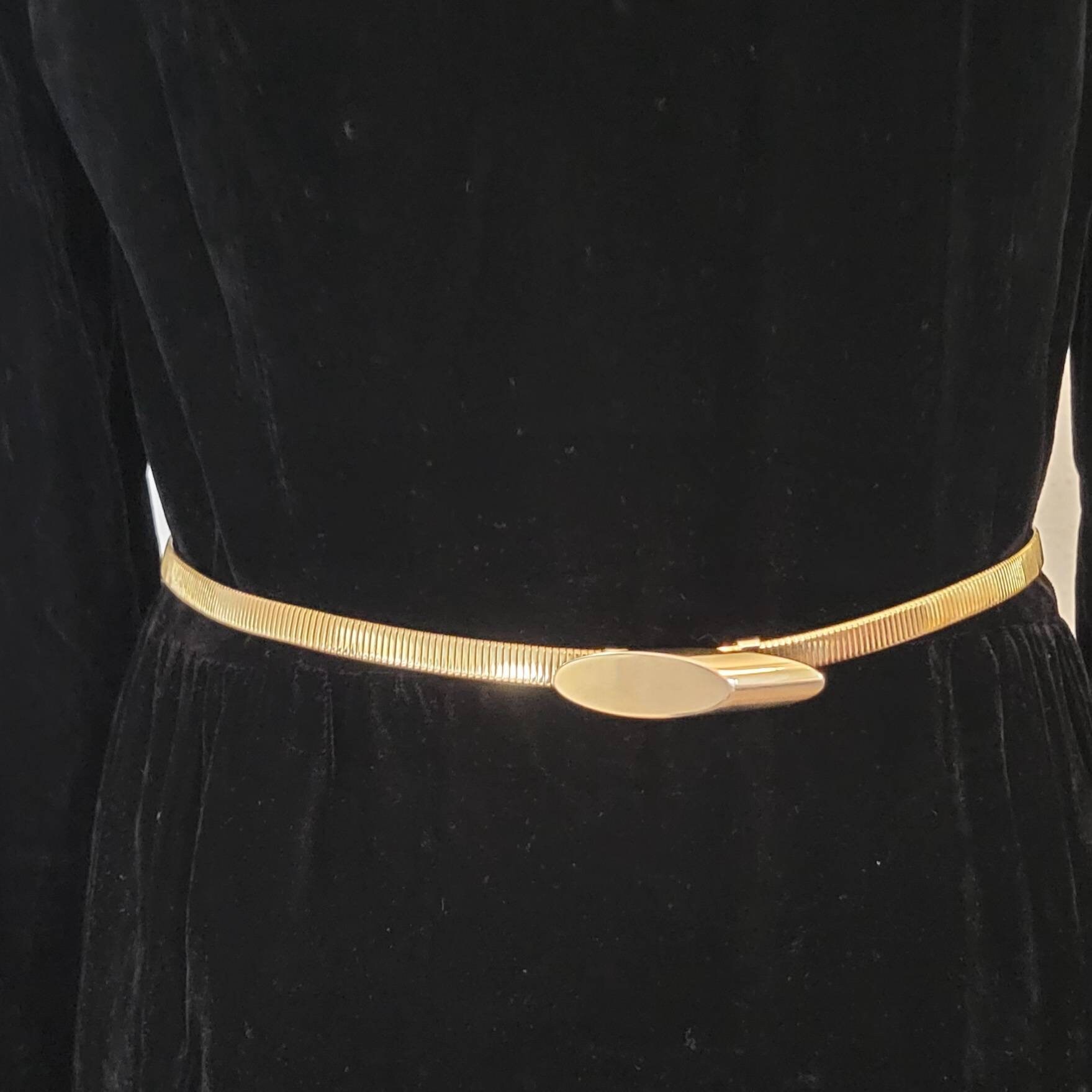 Vintage Reverse For Elizabeth Gold-Tone Medallion Triple Draping Statement Belt Vintage Gold Medallion Belts, Faux Coin, Stretch Metal, Lot  main image 2