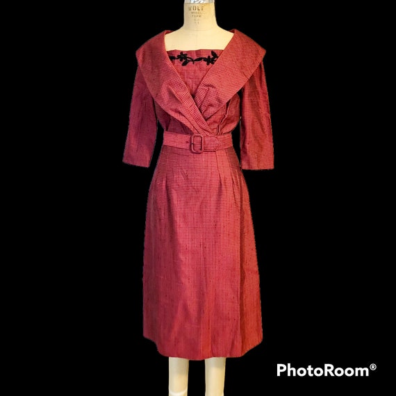 Vintage Early 1950s Straighter Skirt Wiggle Dress… - image 1