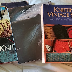 Group of Three Books. Complete Book of Knitting. Knitting Vintage Socks. Making 2 Fauna. Projects Knitting Patterns Crafts Fashion Home image 1