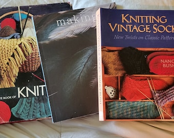 Group of Three Books. Complete Book of Knitting. Knitting Vintage Socks. Making #2 Fauna. Projects Knitting Patterns Crafts Fashion Home