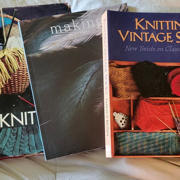 Group of Three Books. Complete Book of Knitting. Knitting Vintage Socks. Making #2 Fauna. Projects Knitting Patterns Crafts Fashion Home