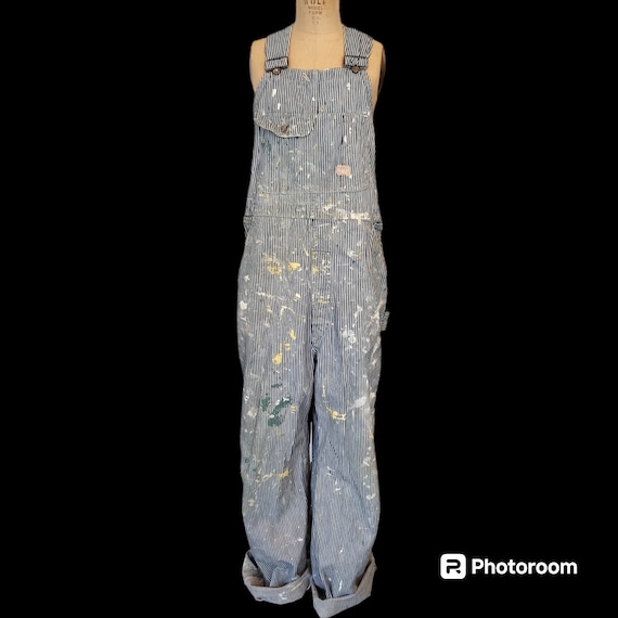 パンツ PAY DAY HICKORY OVERALL USA 1940s Vintage Hickory Stripe Overalls: 1940s Drum Major Workwear, Paint