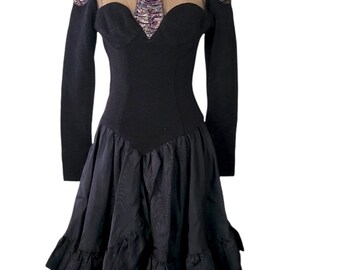Vintage Dress. Late 70s Early 80s Club Party Dress: Made in France, Space Age Punk Style. Fitted. XSmall Small.