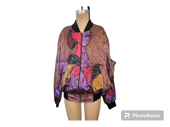 Vintage Late 1980s Bomber Jacket. Picasso Print Y… - image 1