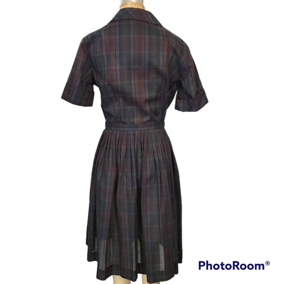 Vintage Crisp Classic 1960s Plaid Shirtwaist Dres… - image 3