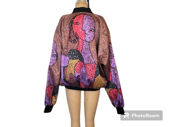 Vintage Late 1980s Bomber Jacket. Picasso Print Y… - image 3
