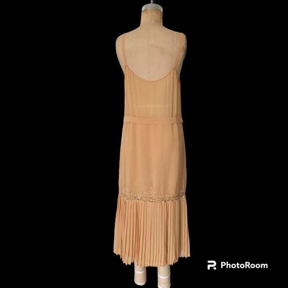 Antique 1920s Silk 2 Piece Dress. Peachy Beige. L… - image 5