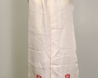Silk Aviator Scarf. Pioneer Parachute Company. Pilot. Ivory Silk. Red Logo. 70 Inches WWII era to 50s