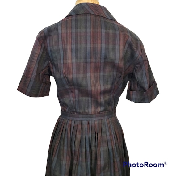 Vintage Crisp Classic 1960s Plaid Shirtwaist Dres… - image 5