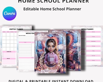 Hausschulplaner, digitaler und bearbeitbarer Hausschulkalender, Hausschulplan, Hausschule druckbar für Mama