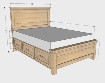 Farmhouse Storage Bed with Drawers – DIY Queen Bed Frame Plan | Rustic Wood Design with Built-In Storage