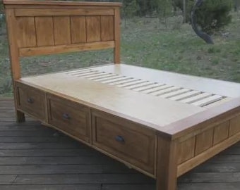 DIY Farmhouse Storage Bed PDF – Queen Bed Frame with Built-In Drawers | Rustic, Stylish & Space-Saving Bedroom Build