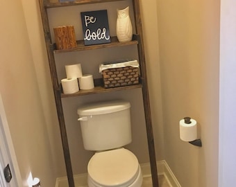 Estante de escalera para baño (PDF): Almacenamiento sobre el inodoro / Organizador de madera elegante y compacto para cualquier baño