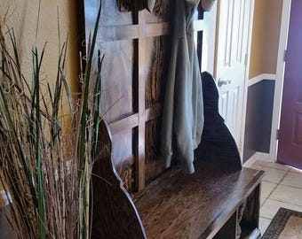 Farmhouse Hall Tree – DIY PDF Plan for Rustic Entryway Bench with Hooks | Woodworking Guide for Coat, Shoe & Storage Organizer