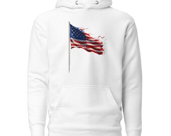Distressed American Flag Hoodie | Patriotic Stars and Stripes Sweatshirt