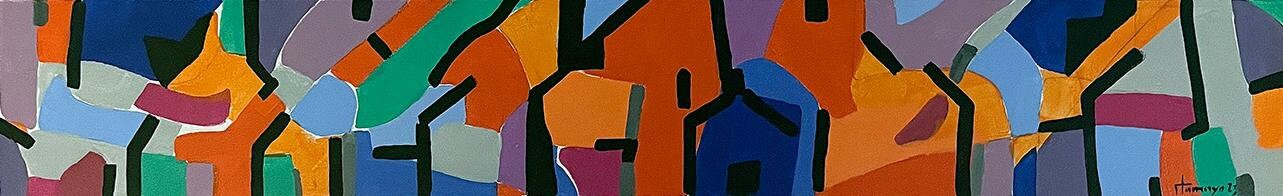 Primary Tones II, Original Acrylic On Canvas Abstract Expressionist Painting, 36x9" (Un-Streched) By Nelson Tamayo, 2023